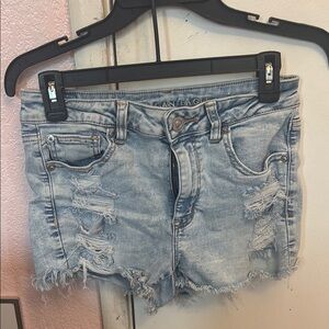 American Eagle Outfitters Light Blue Ripped Jean Shorts